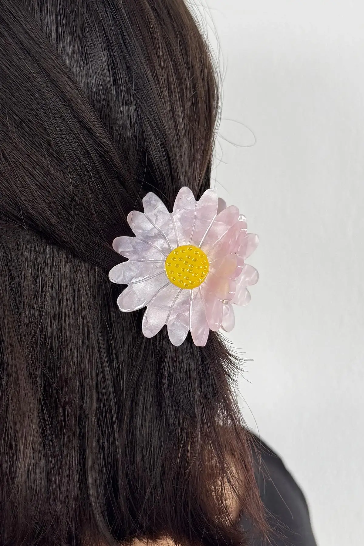 Karışık Renk Çiçek Figürlü Kemik Mandal Toka