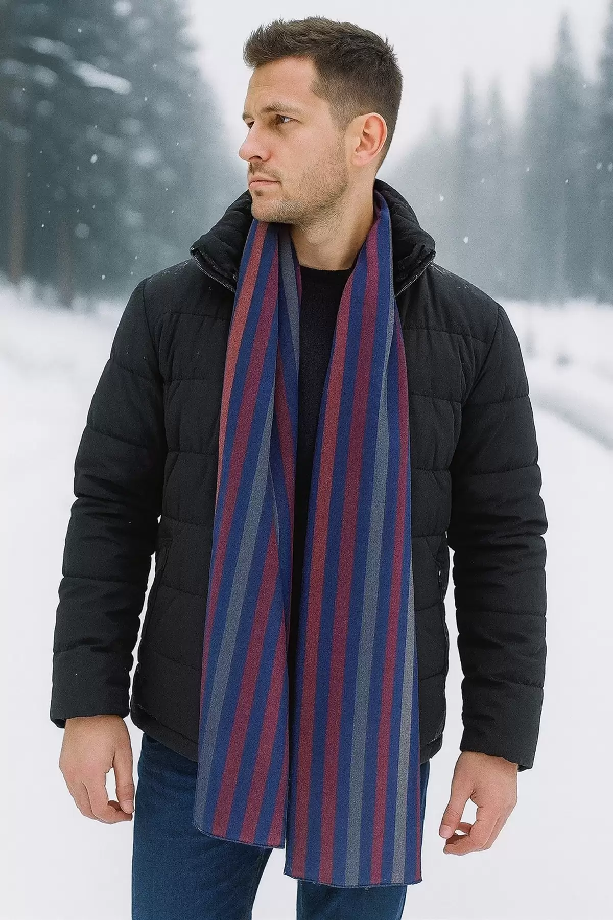 Karışık Renk Çizgili Unisex Atkı