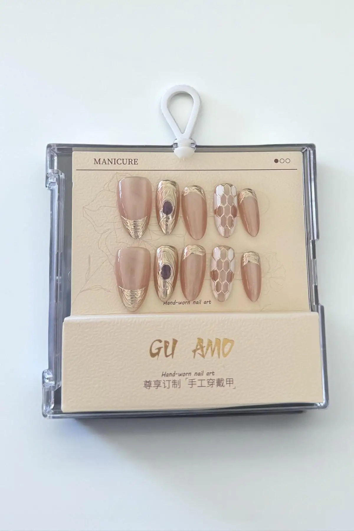 Karışık Renk Jel Tırnak Görünümlü 10lu Takma Tınak Set (Yapıştırıcılı)