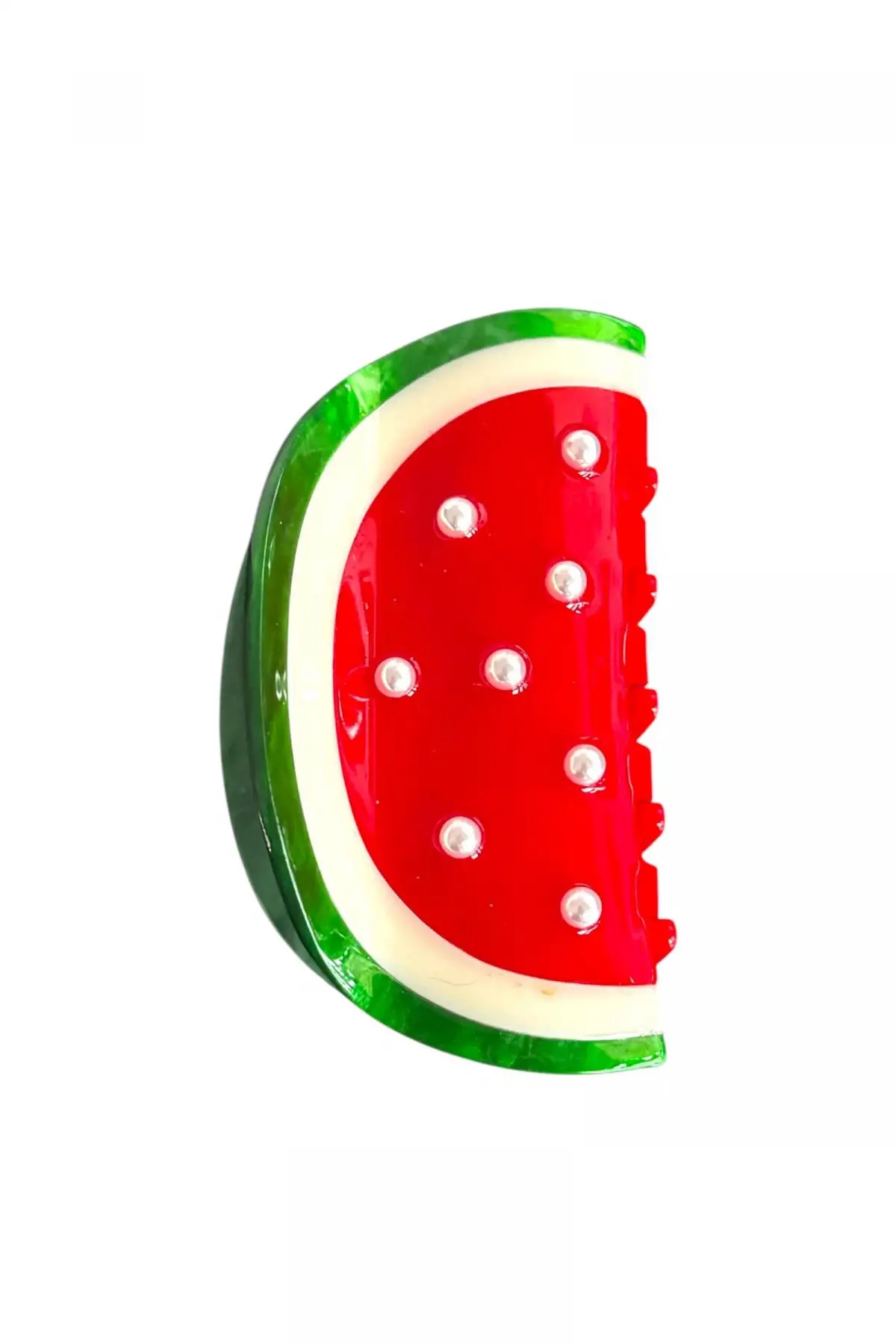 Karışık Renk Karpuz Figürlü İnci Detaylı Kemik Mandal Toka