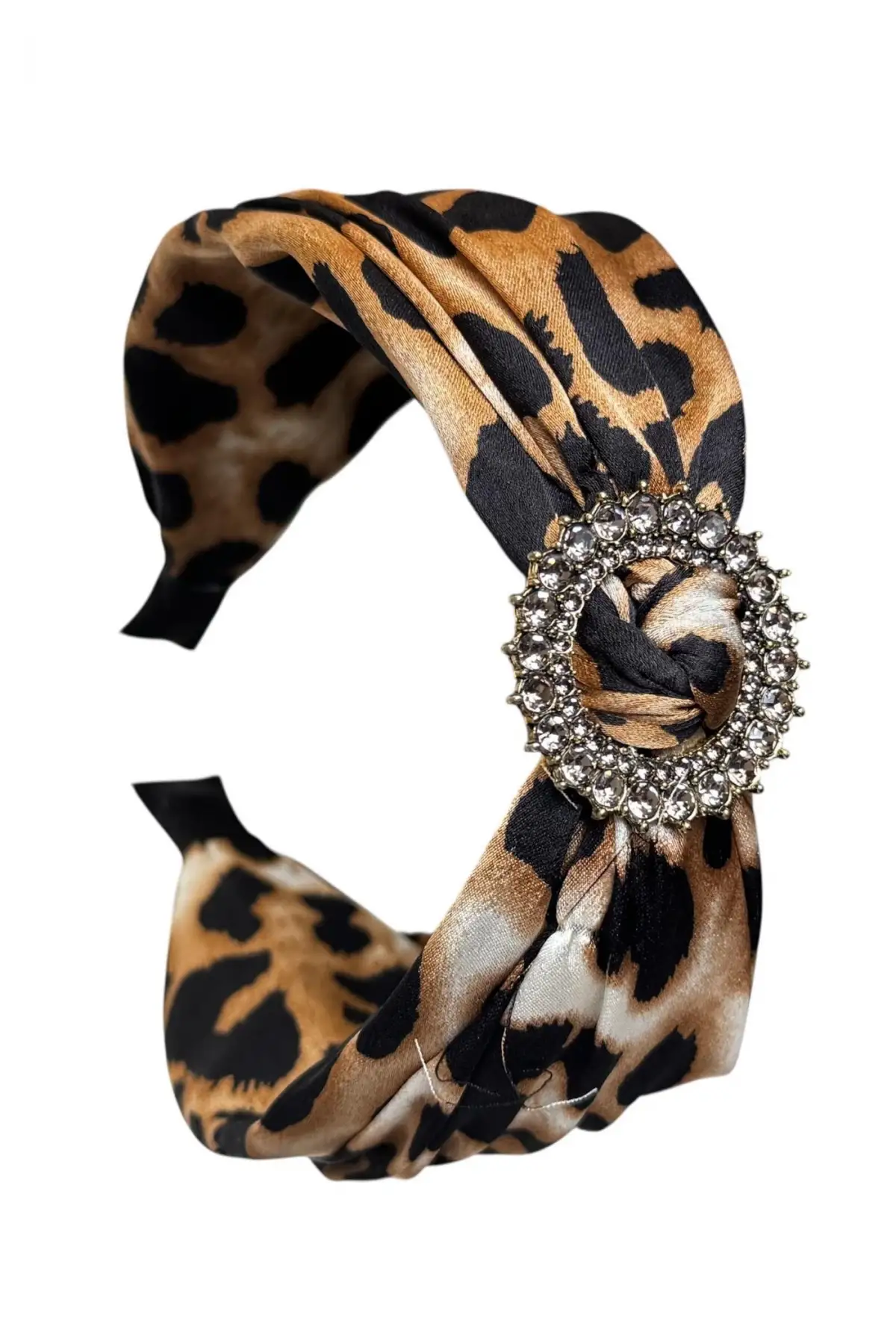 Karışık Renk Leopar Desenli Taş Detaylı Taç