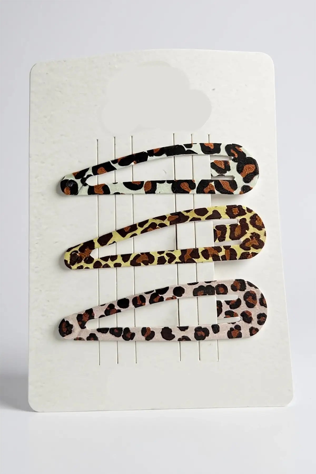 Karışık Renk Leopar Desenli Yan Toka