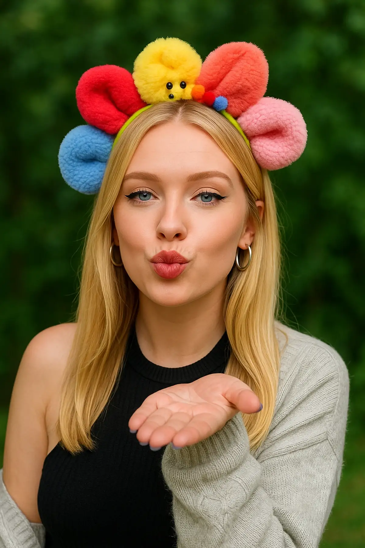 Karışık Renk Papatya Figürlü Peluş Taç