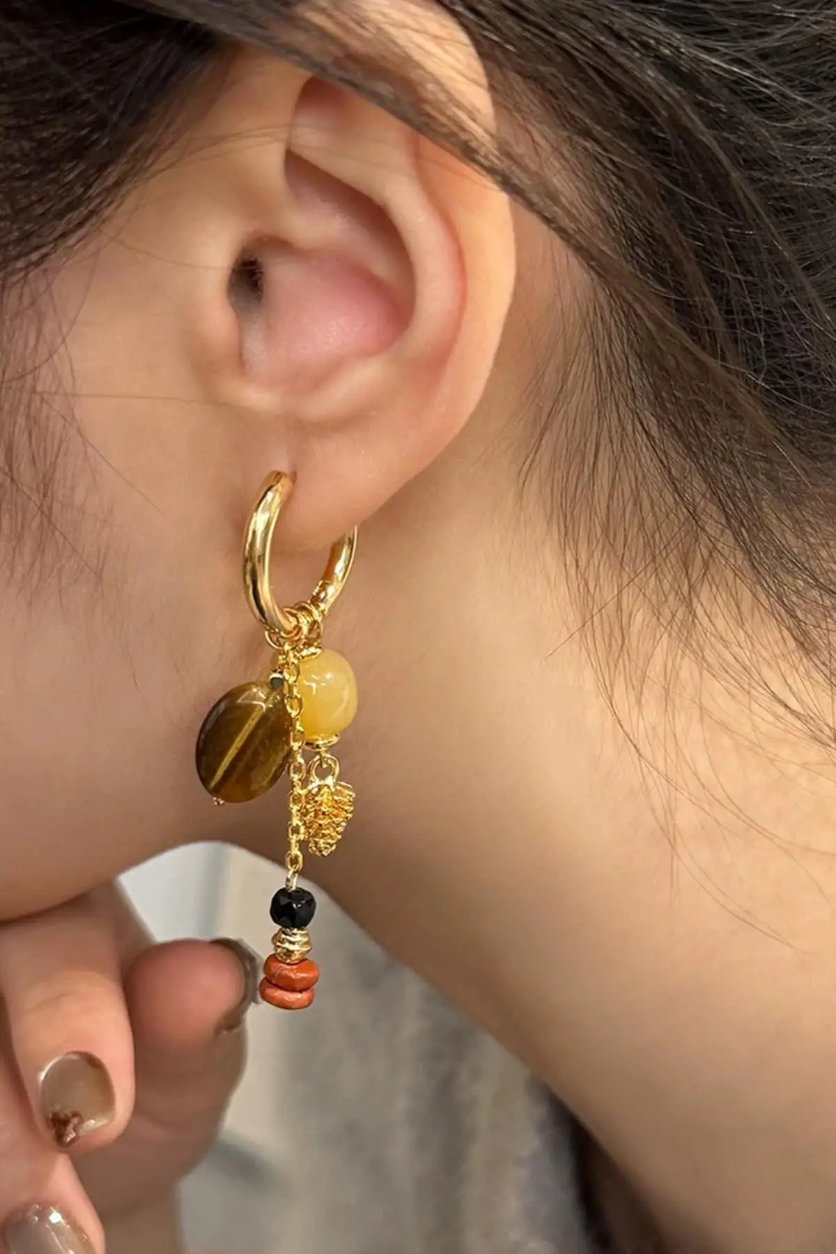 Karışık Renk Sallantılı Küpe (Çift)