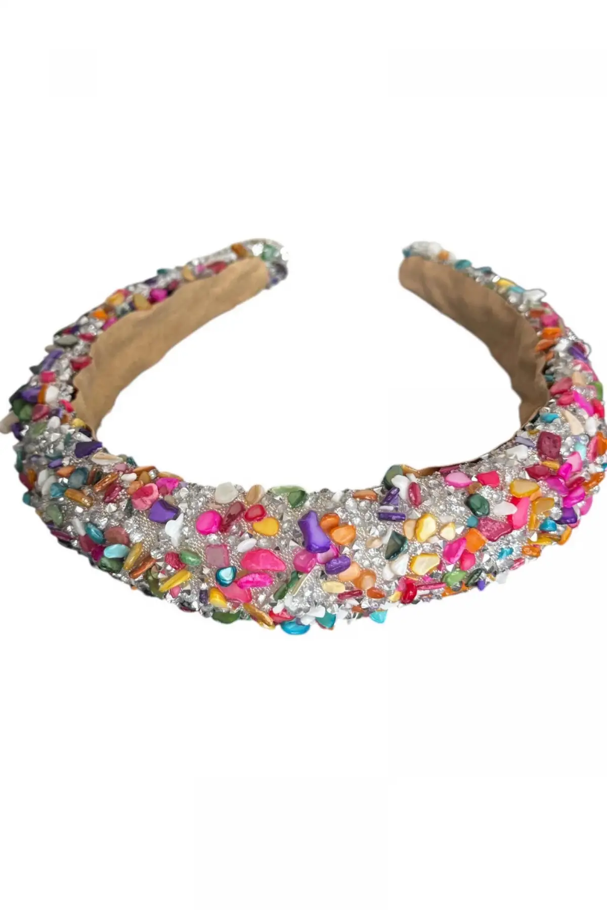 Karışık Renk Taş Detaylı Tasarım Taç