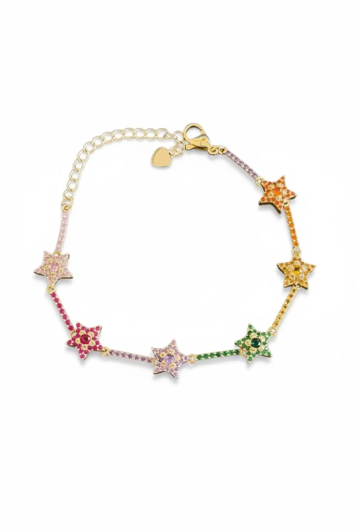 Karışık Renk Taş Detaylı Yıldız Figürlü VİP Bileklik