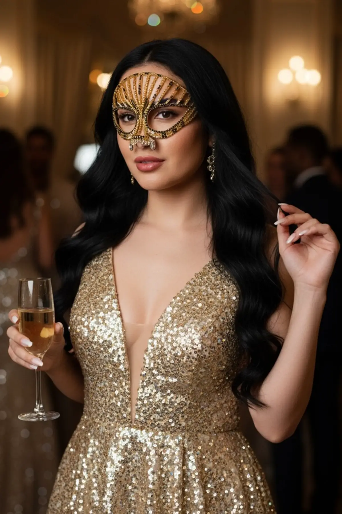 Karışık Renk Taşlı Parti Maskesi