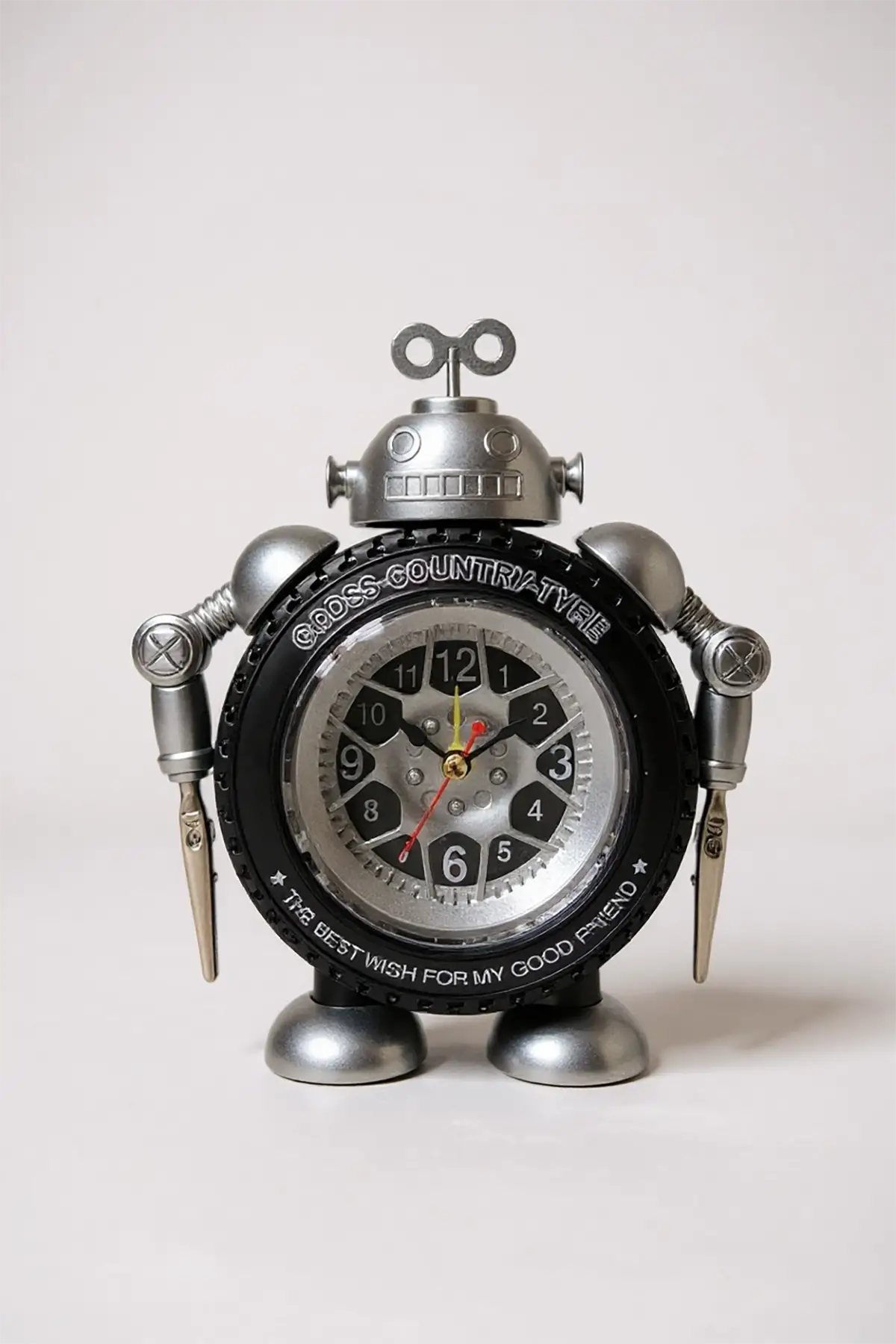 Karışık Renk Tekerlek Figürlü Mini Dekoratif Alarmlı Yuvarlak Masa Saati