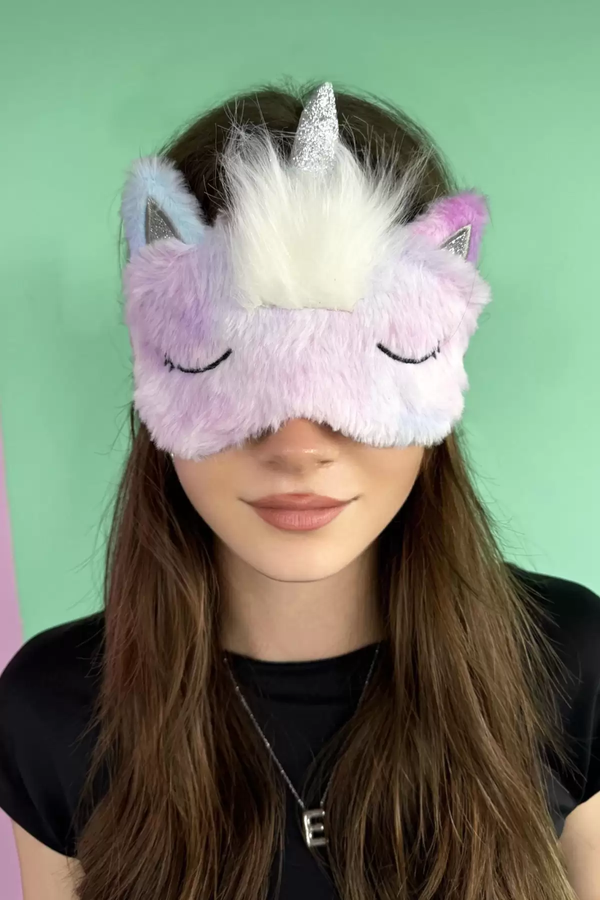 Karışık Renk Unicorn Figürlü Peluş Uyku Bandı