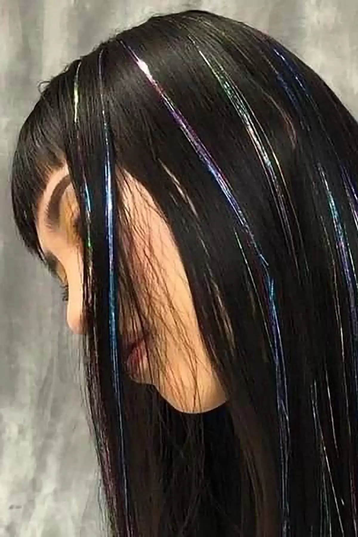 Karışık Renk Yan Postiş Hair Tinsel Shiny Hair (50 Cm)