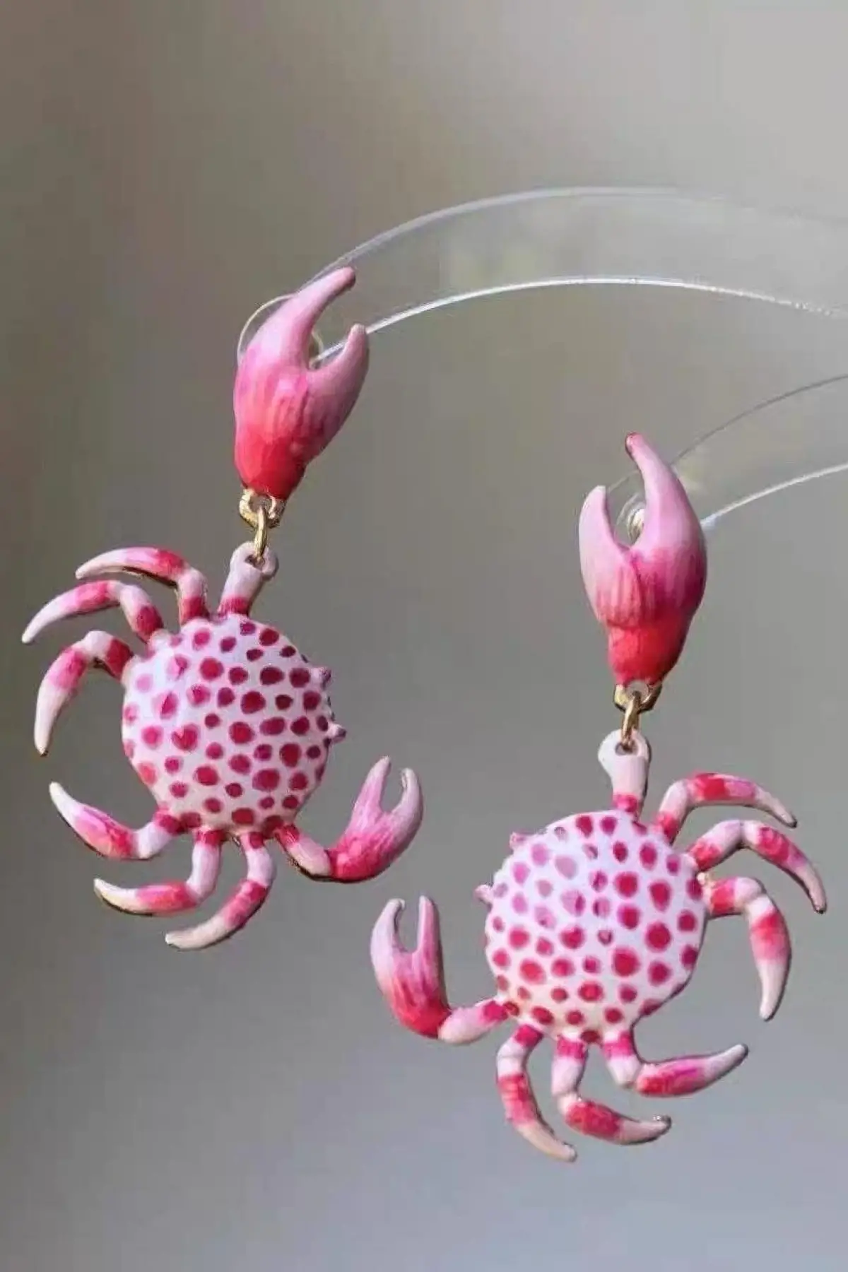 Karışık Renk Yengeç Figürlü Tasarım Küpe(Çift)