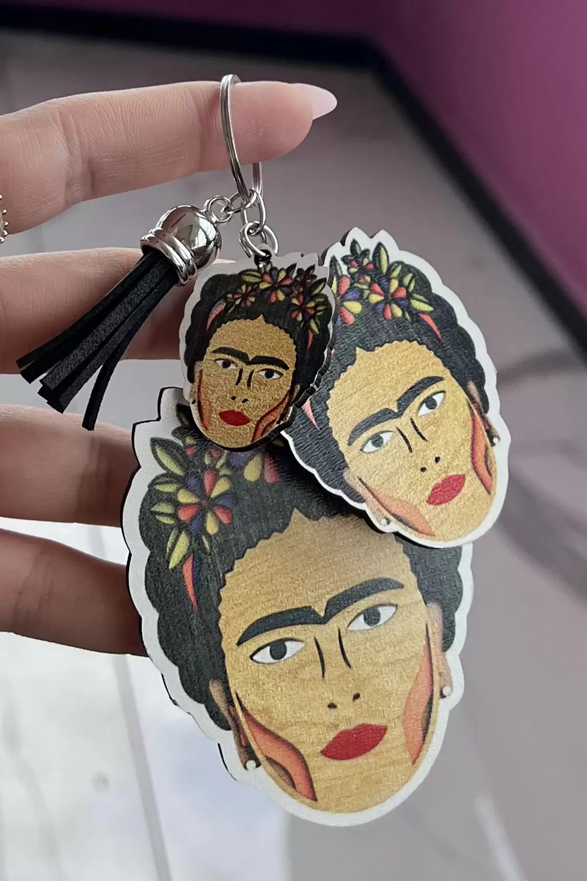 Karışık Renkli Frida Kahlo Figürlü Anahtarlık