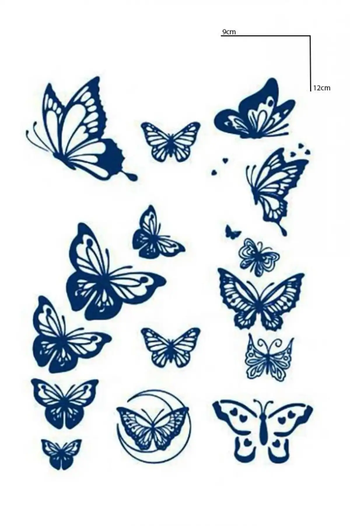 Kelebek Figürlü 12 Saat Sonra Kararan Geçici Dövme Tattoo