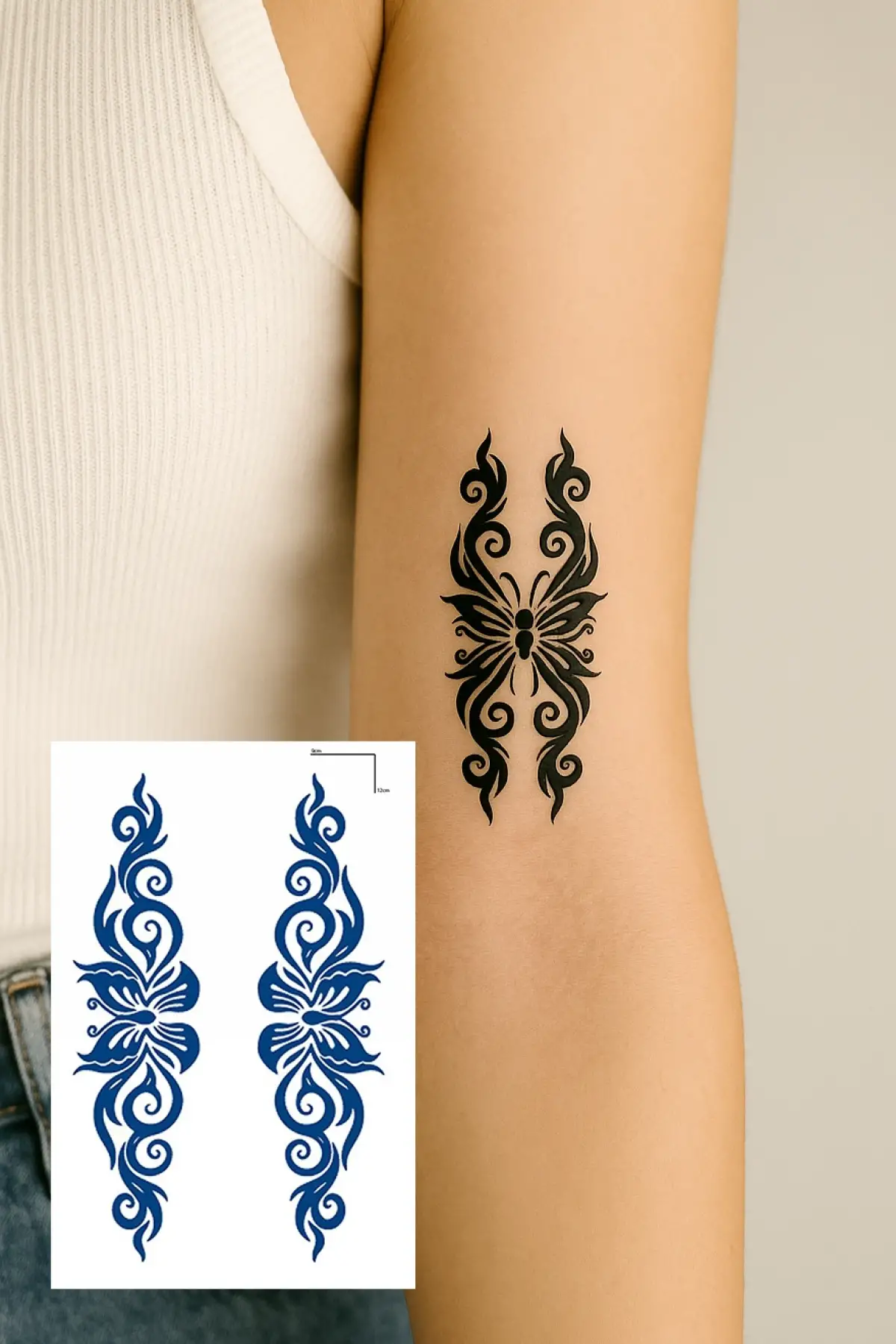 Kelebek Figürlü 12 Saat Sonra Kararan Geçici Dövme Tattoo