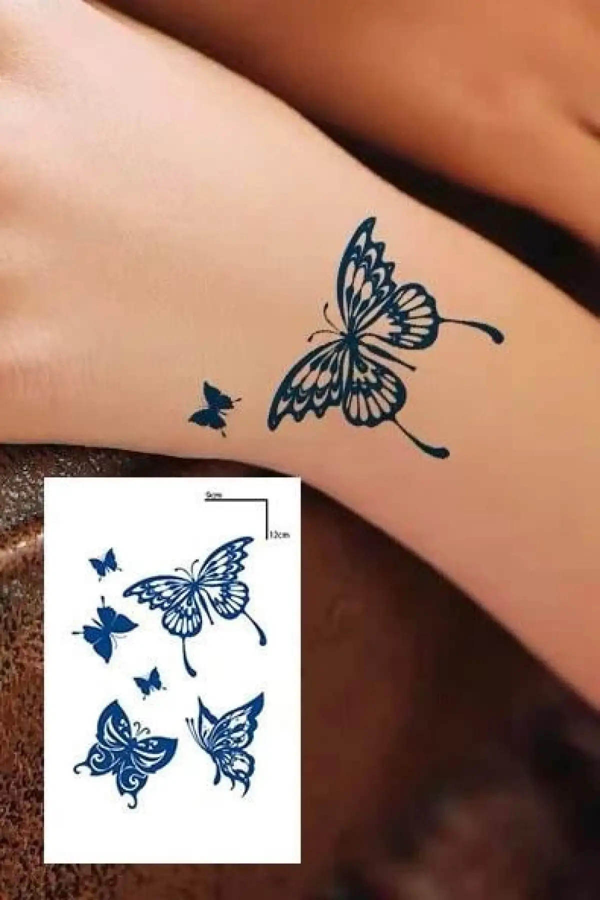 Kelebek Figürlü 12 Saat Sonra Kararan Geçici Dövme Tattoo