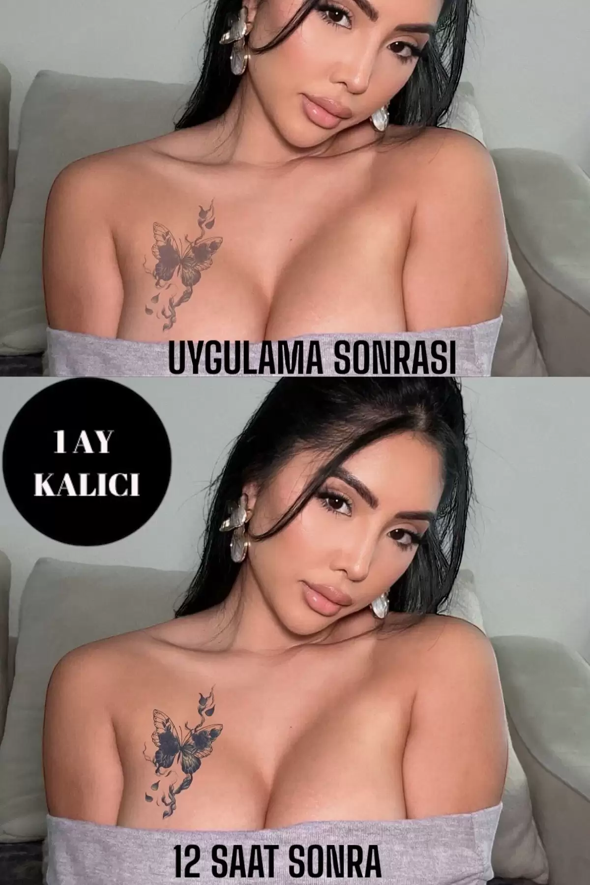 Kelebek Figürlü 12 Saat Sonra Kararan Geçici Dövme Tattoo