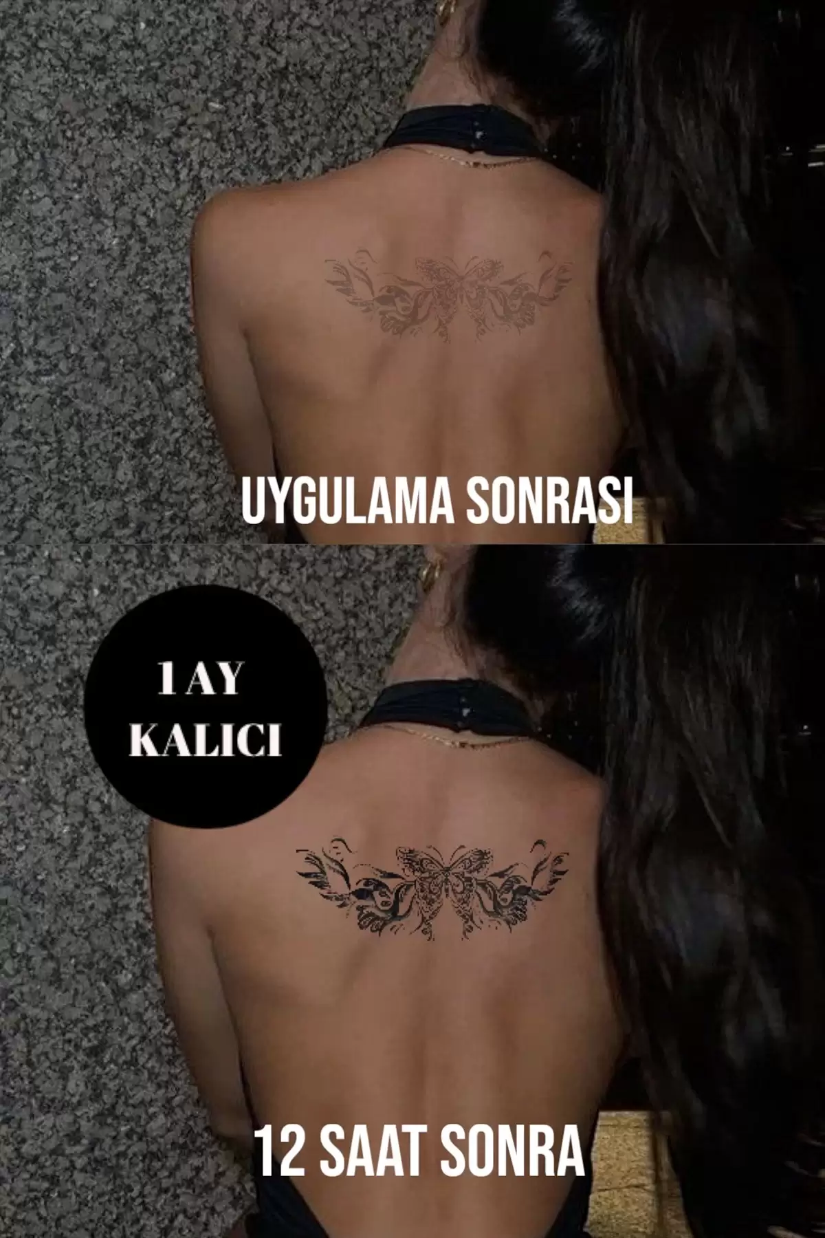 Kelebek Figürlü 12 Saat Sonra Kararan Geçici Dövme Tattoo