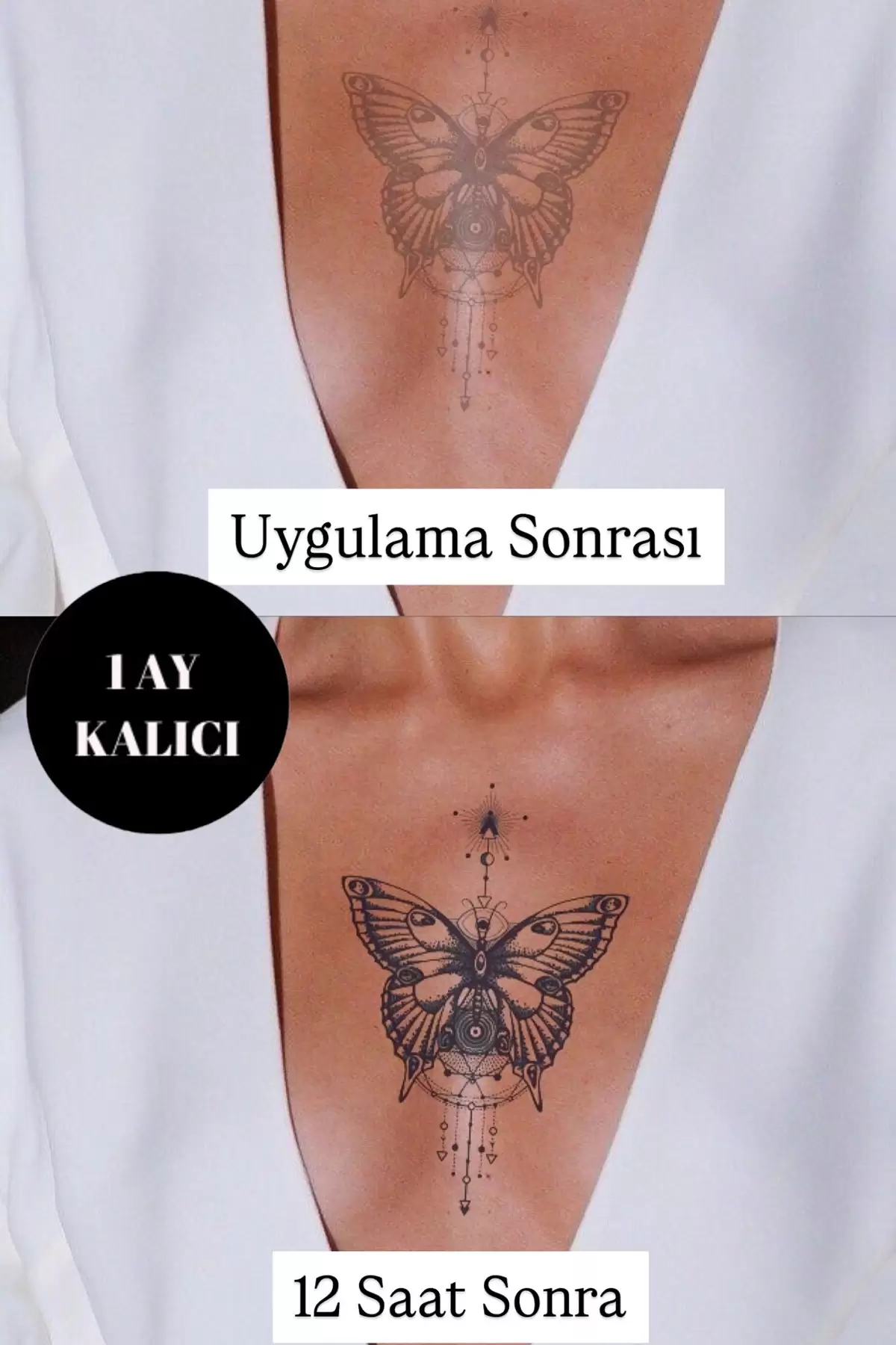 Kelebek Figürlü 12 Saat Sonra Kararan Geçici Dövme Tattoo