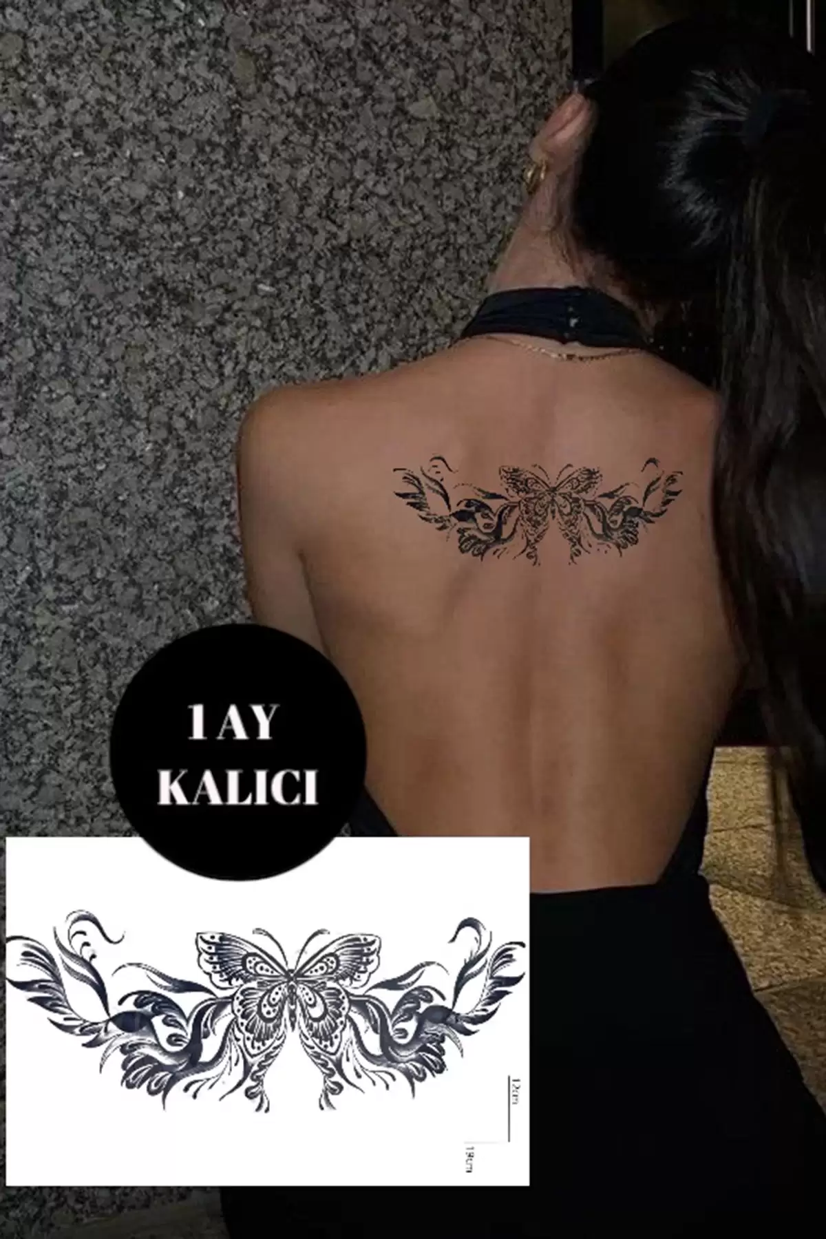 Kelebek Figürlü 12 Saat Sonra Kararan Geçici Dövme Tattoo