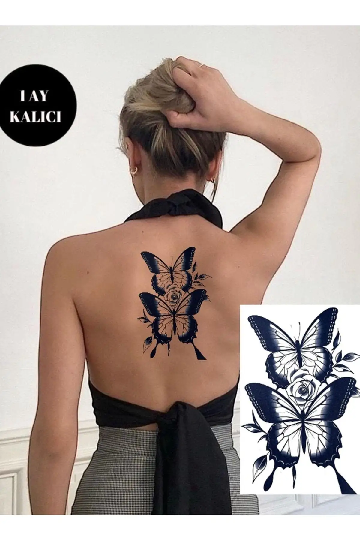 Kelebek Figürlü 12 Saat Sonra Kararan Geçici Dövme Tattoo