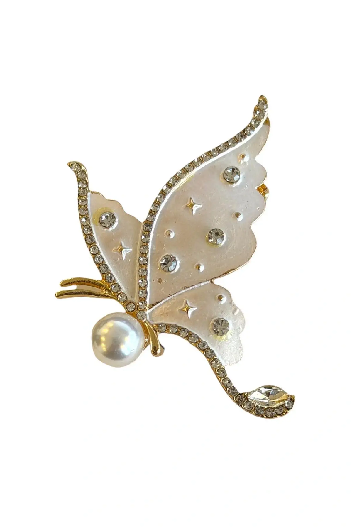 Kelebek Figürlü Taşlı Broş