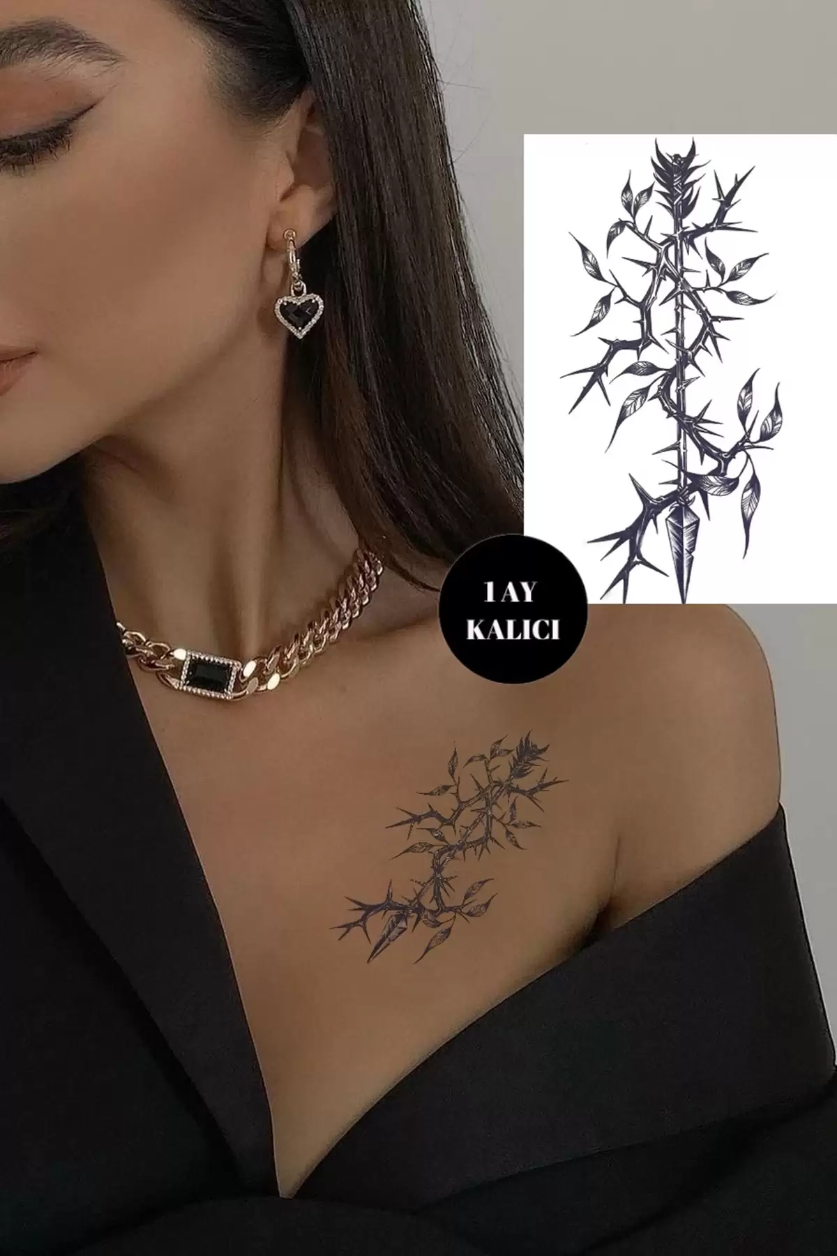 Kılıç Figürlü 12 Saat Sonra Kararan Geçici Dövme Tattoo