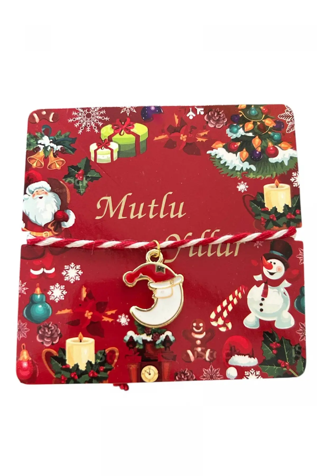 Kırmızı Renk Ay Figürlü Yılbaşı Bilekliği