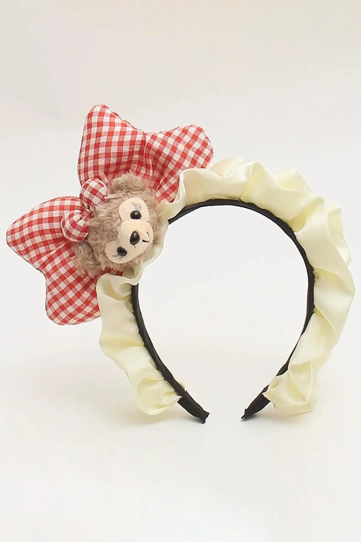 Kırmızı Renk Hayvan Figürlü Peluş Kurdele Taç