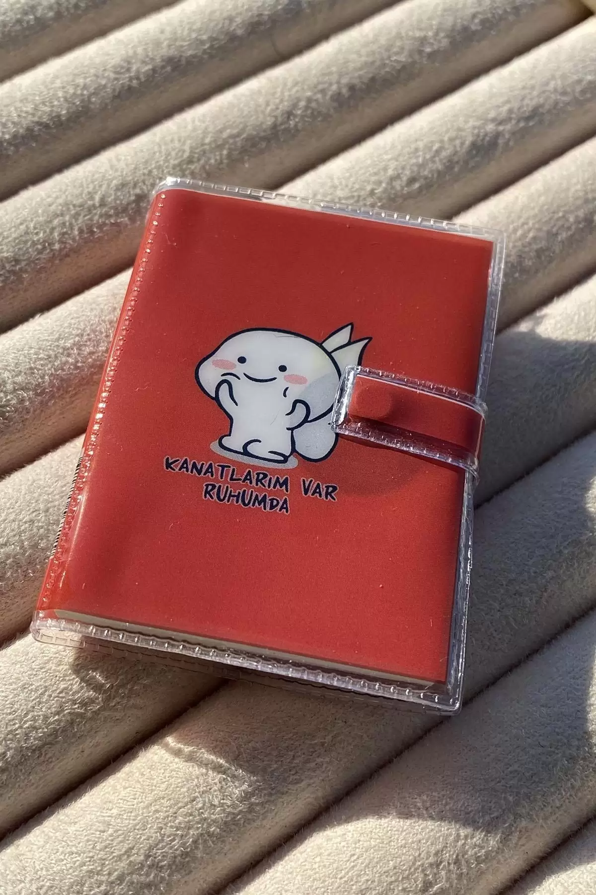 Kırmızı Renk Kanatlarım Var Ruhumda Yazılı Mini Defter