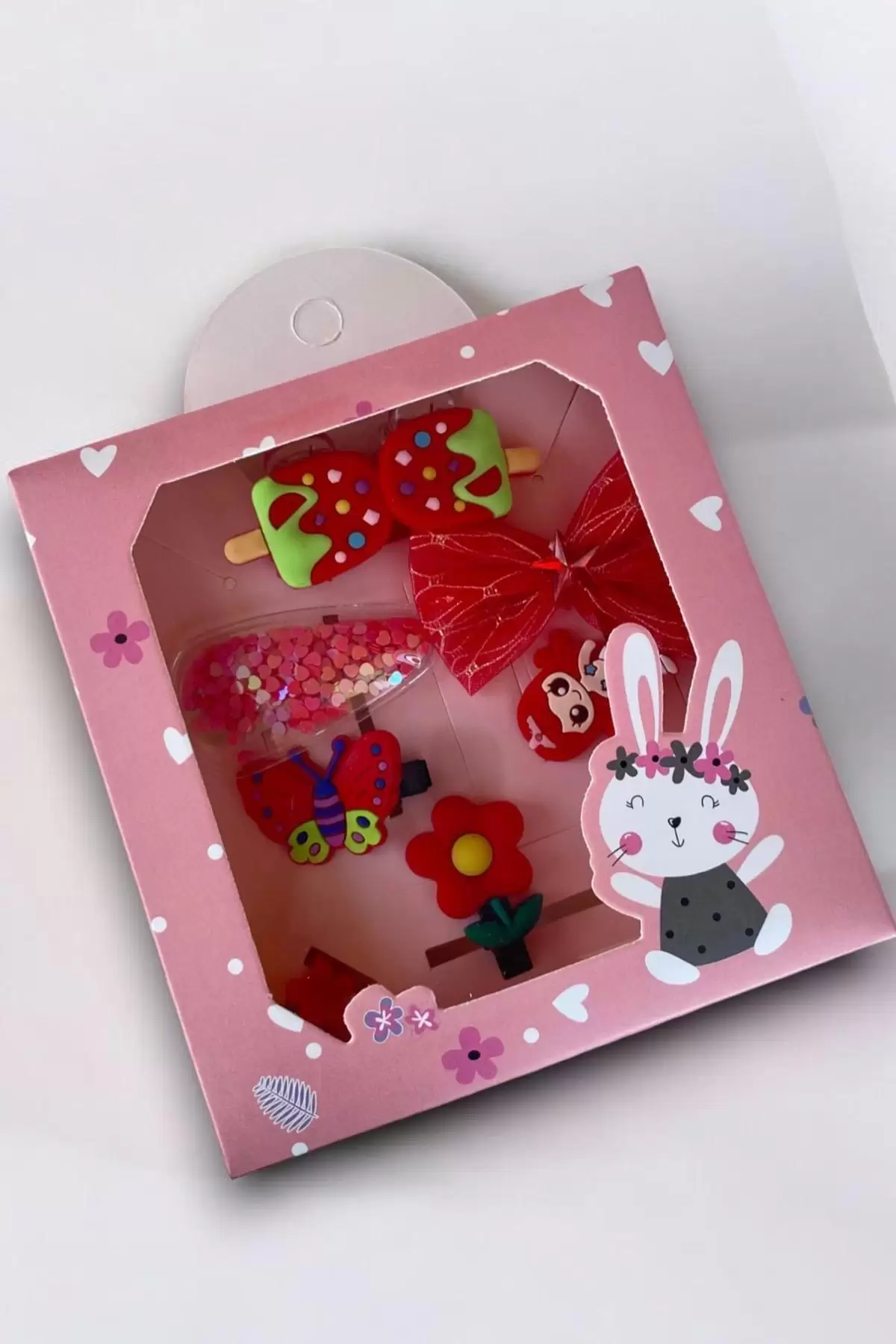 Kırmızı Renk Karışık Figürlü Toka Set