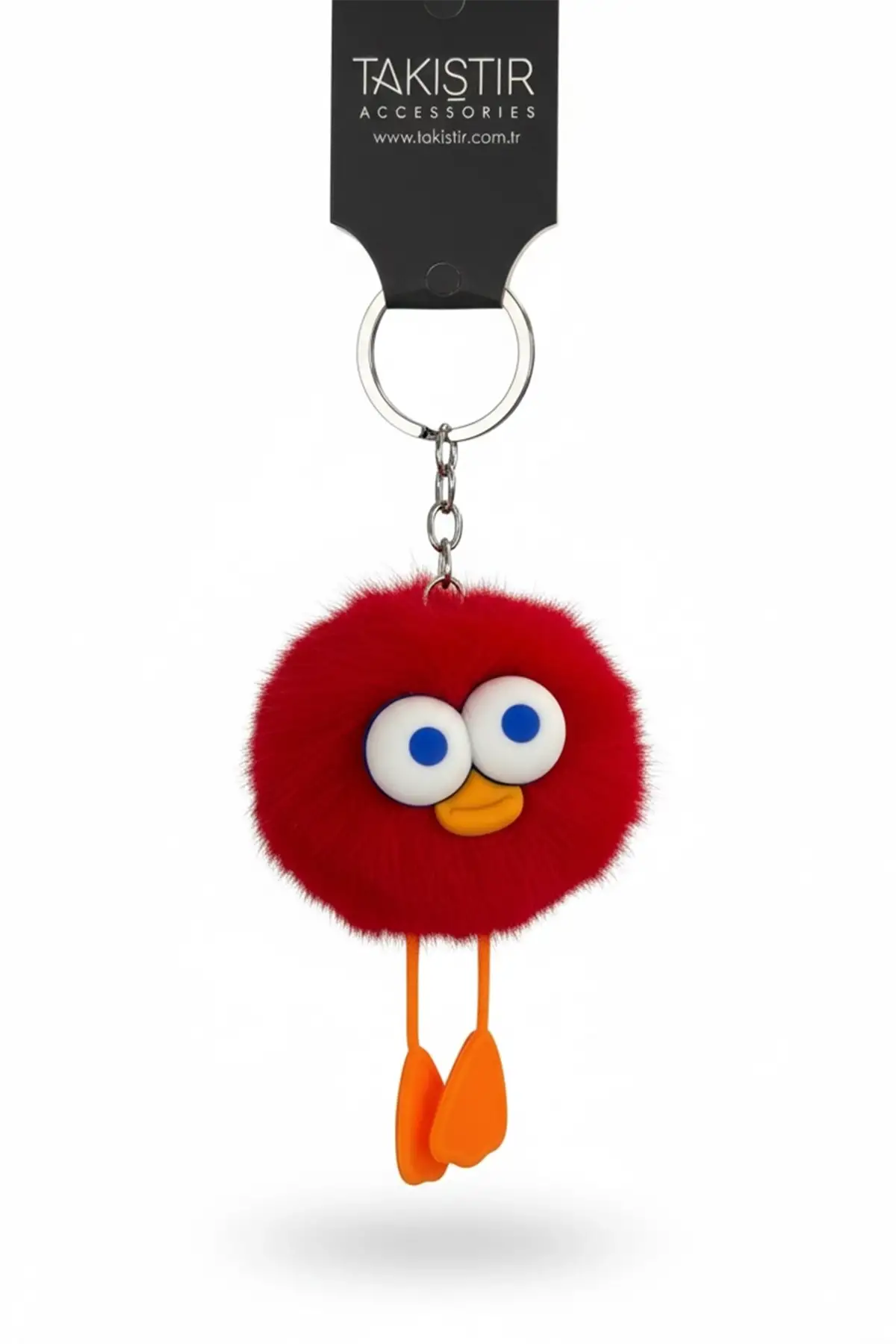 Kırmızı Renk Peluş Canavar Figürlü Anahtarlık