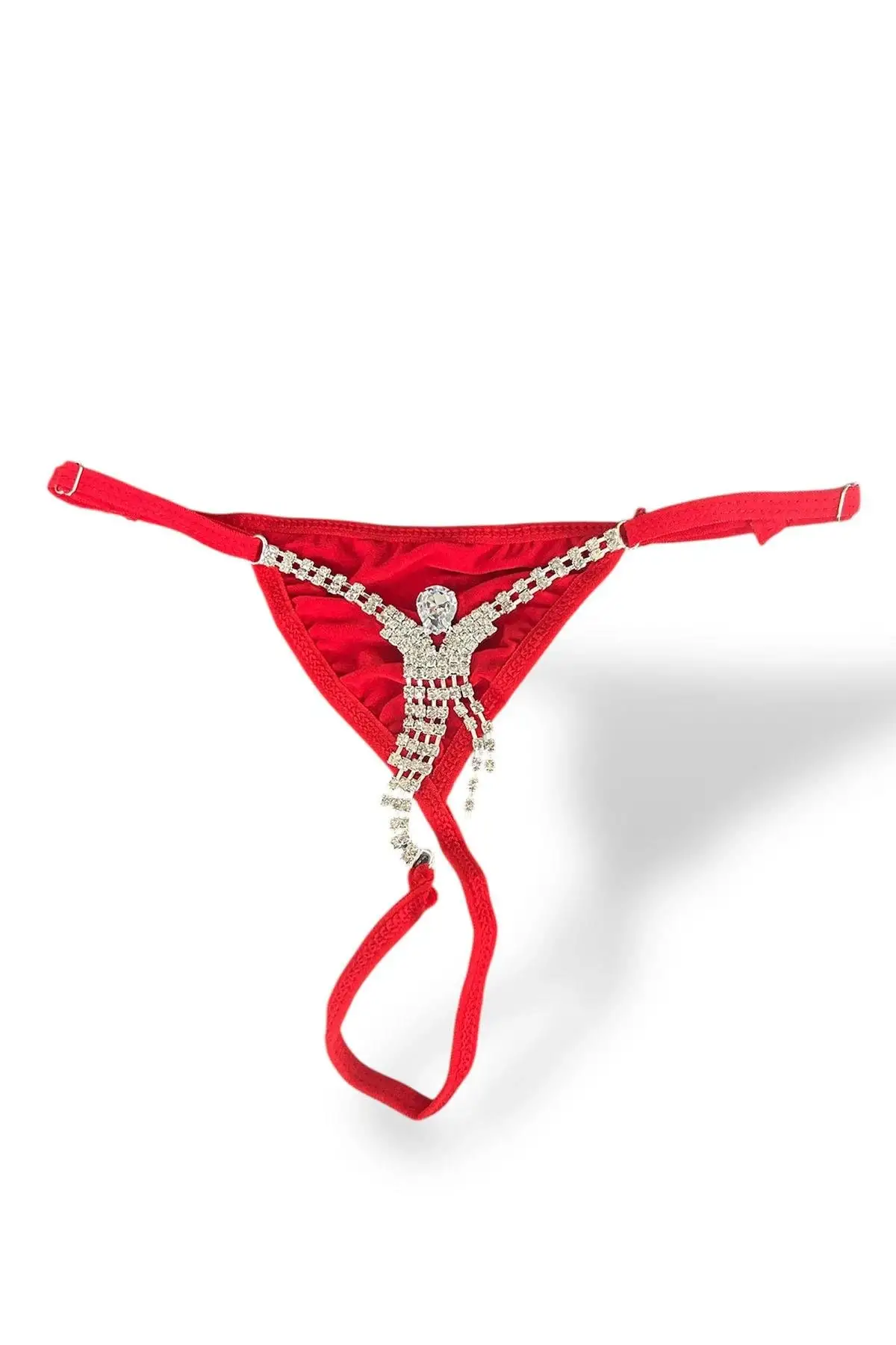 Kırmızı Renk Taş Detaylı Tanga