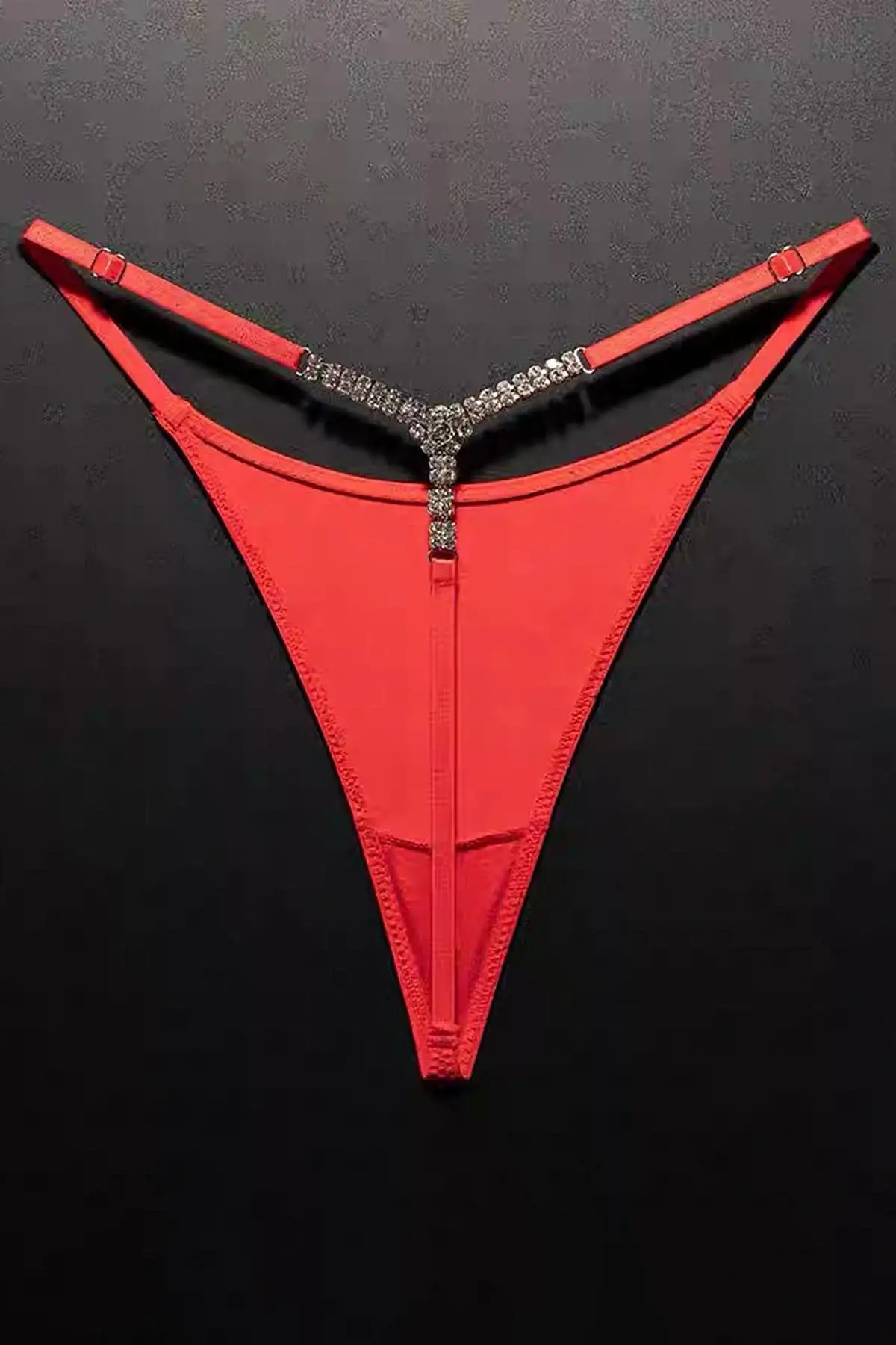 Kırmızı Renk Taş Detaylı Tanga