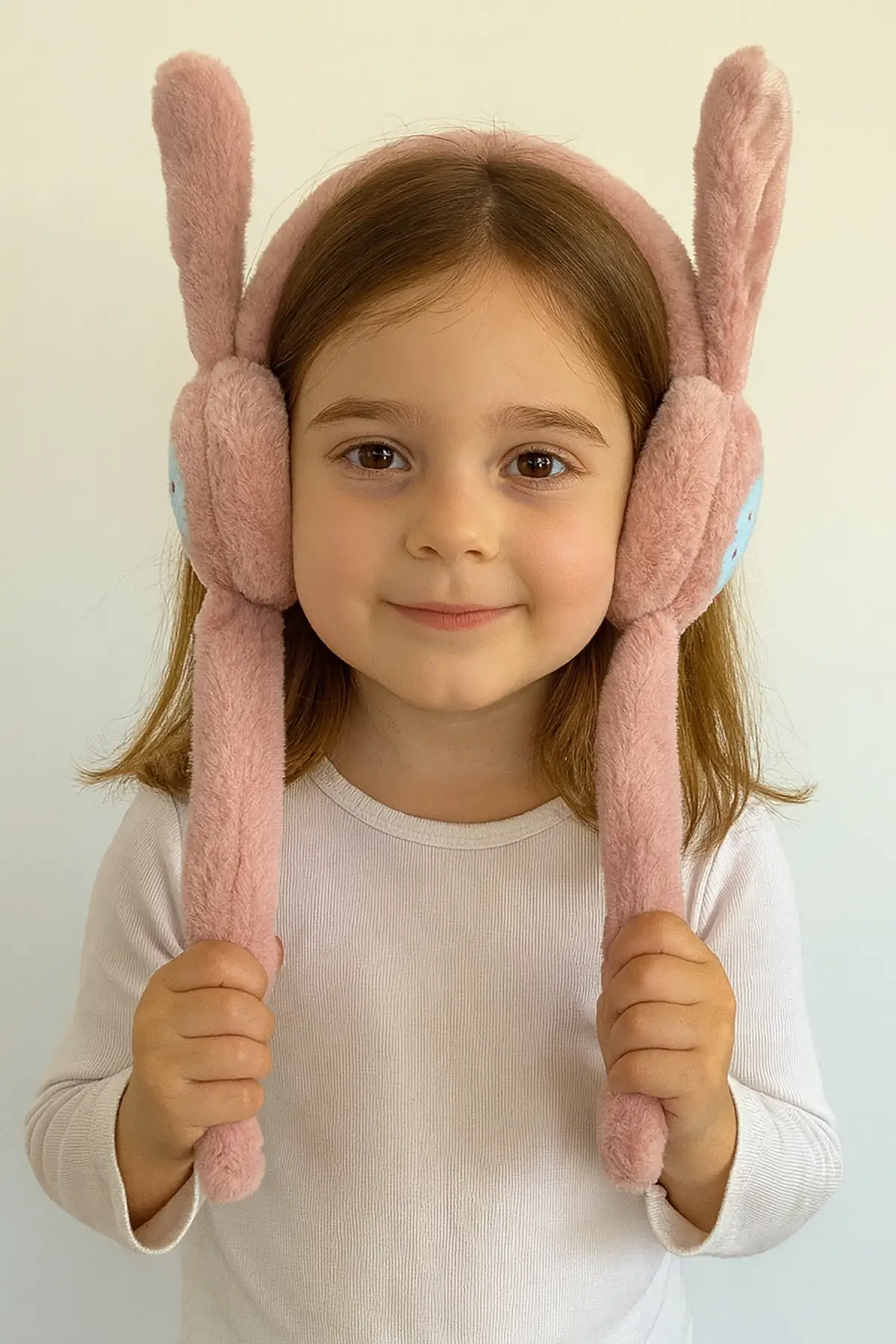 Koyu Pembe Renk Kalp Figürlü Kulakları Oynayan Peluş Kulaklık
