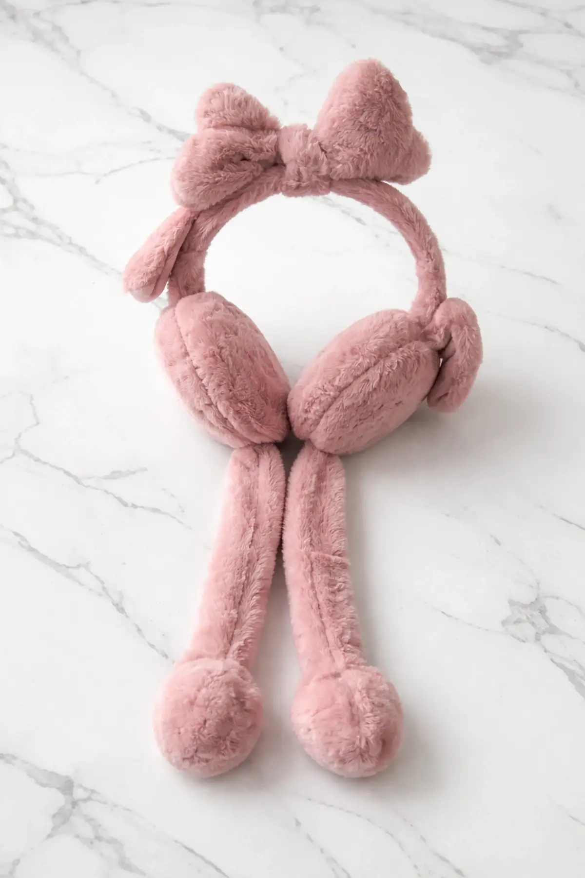 Koyu Pembe Renk Kurdele Figürlü Kulakları Oynayan Peluş Kulaklık