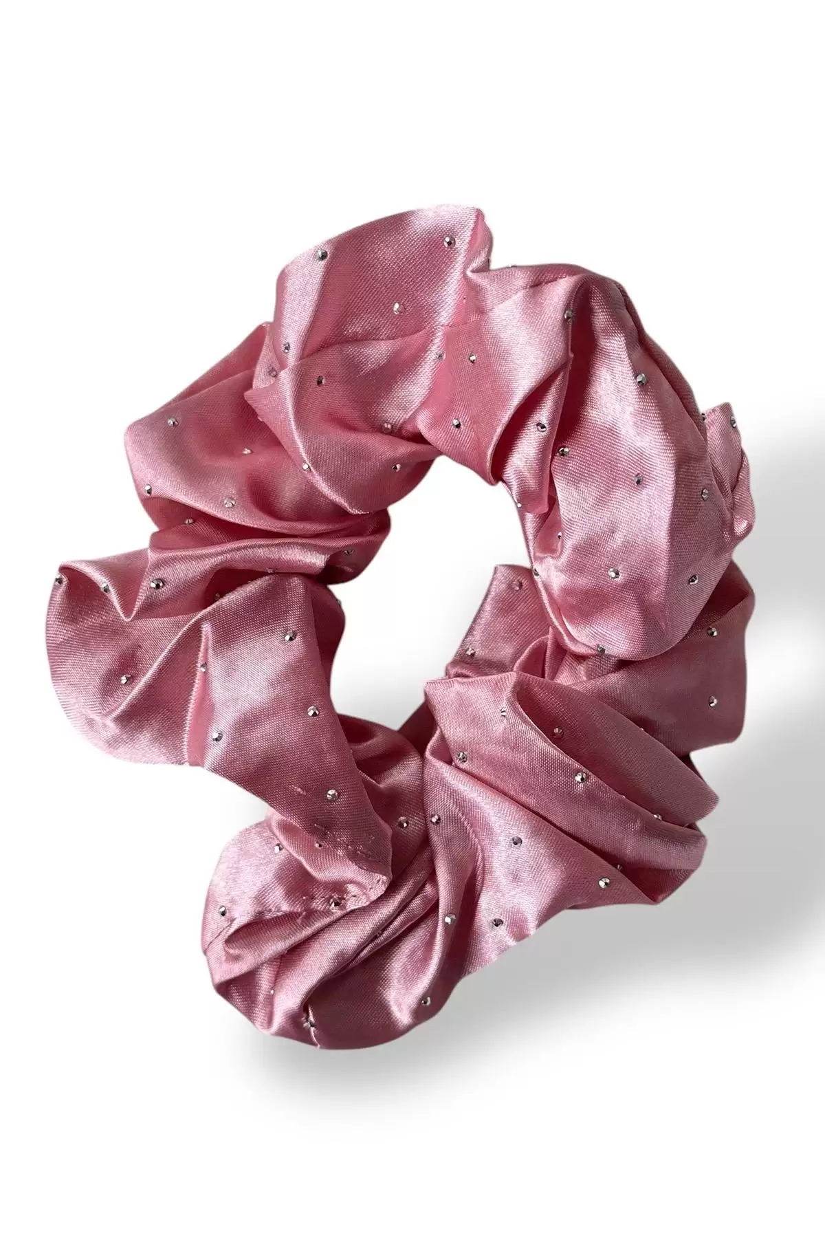 Koyu Pembe Renk Taşlı Saten Simit Toka