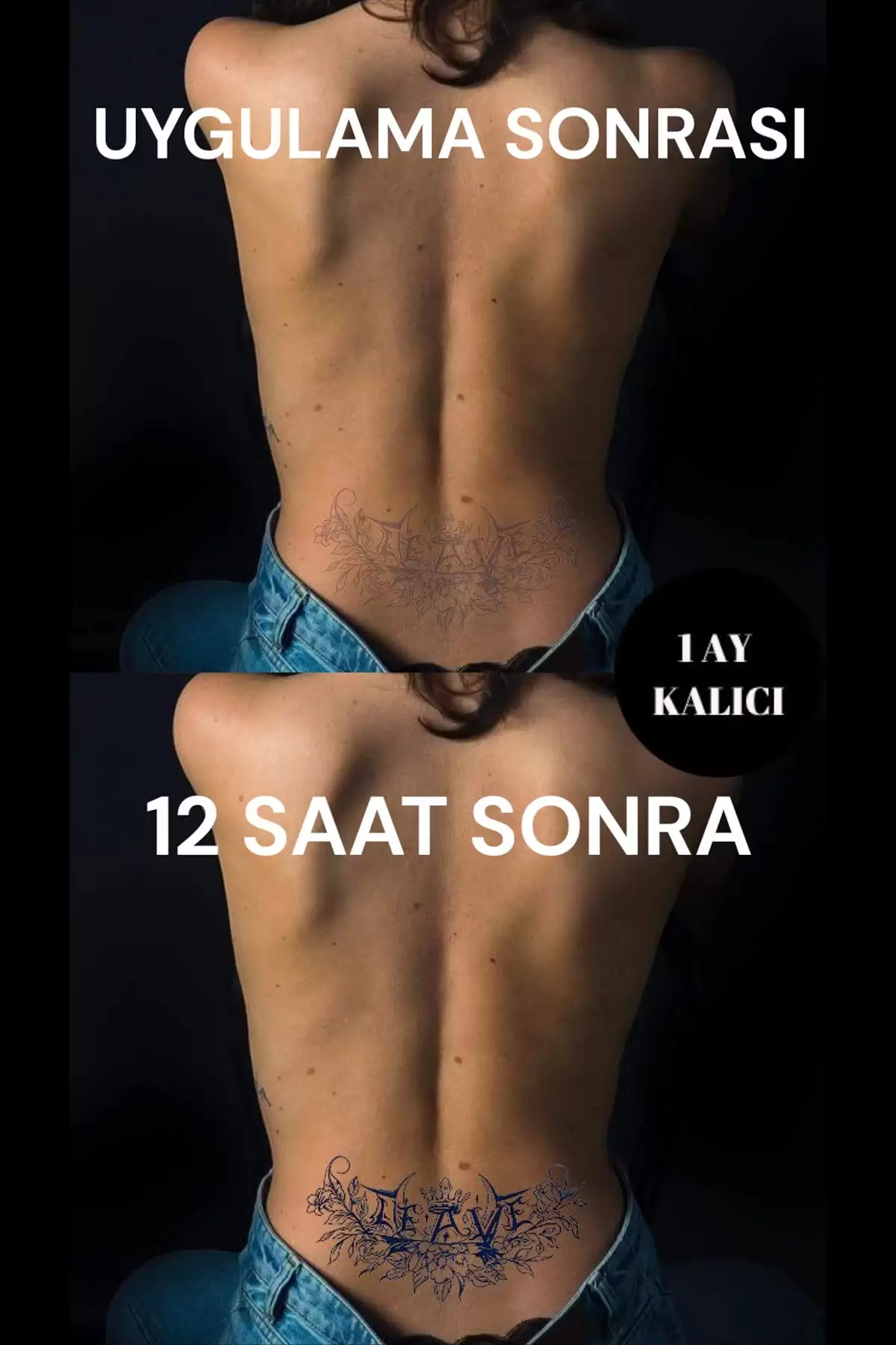 Kral Taç Figürlü Leave Yazılı 12 Saat Sonra Kararan Geçici Dövme Tattoo
