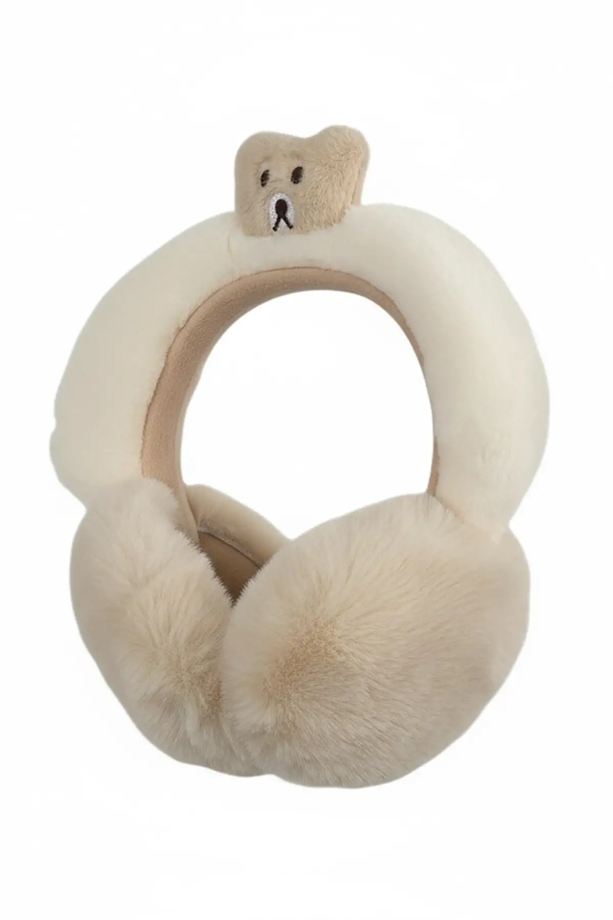 Krem Renk Ayıcık Figürlü Kulaklı Çocuk Peluş Kulaklık