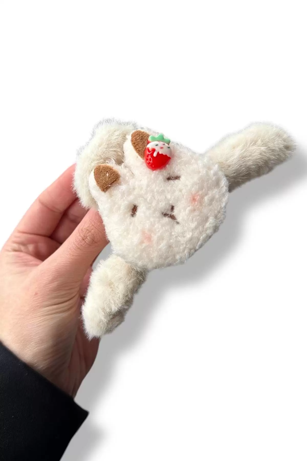 Krem Renk Ayıcık Figürlü Peluş Mandal Toka