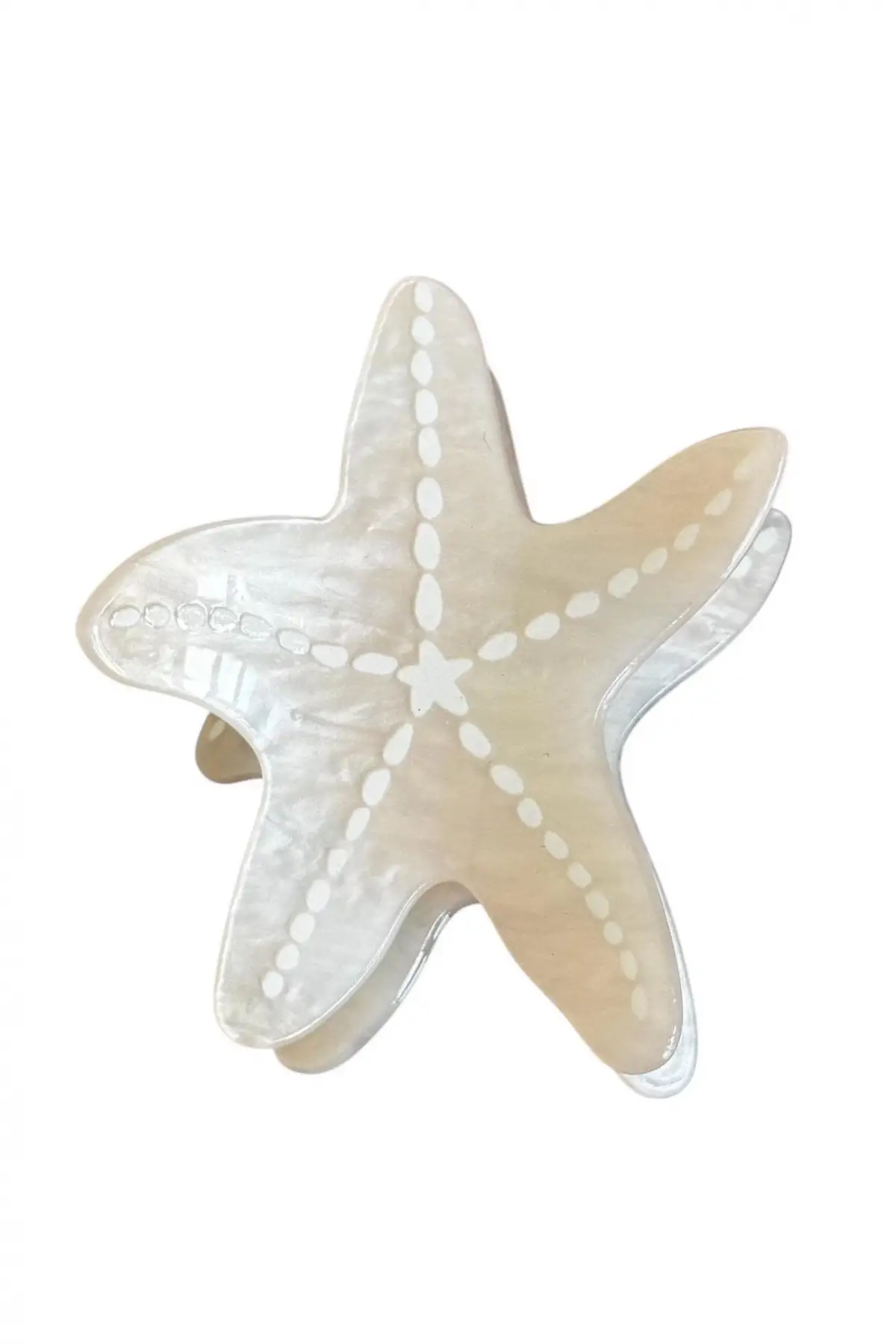 Krem Renk Deniz Yıldız Figürlü Kemik Mandal Toka