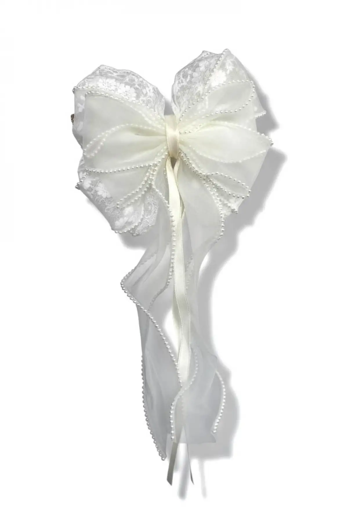 Krem Renk İnci Detaylı Otomat Toka