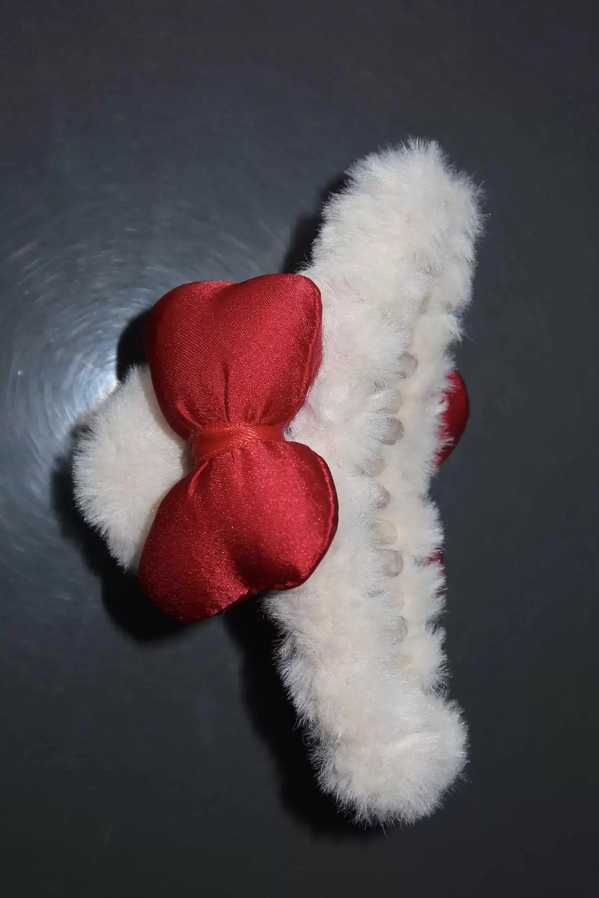 Krem Renk Kurdele Figürlü Peluş Mandal Toka