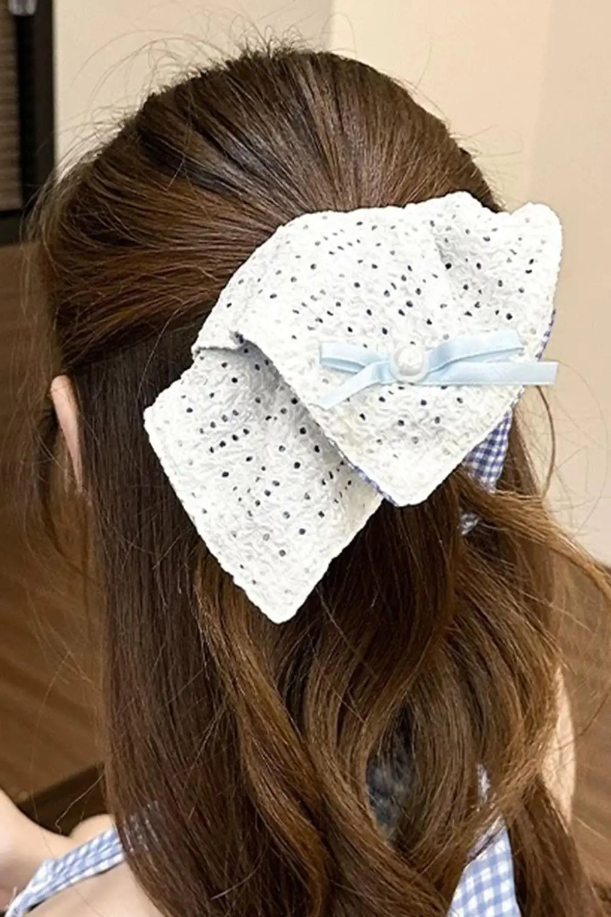 Krem Renk Kurdele Figürlü Simit Toka