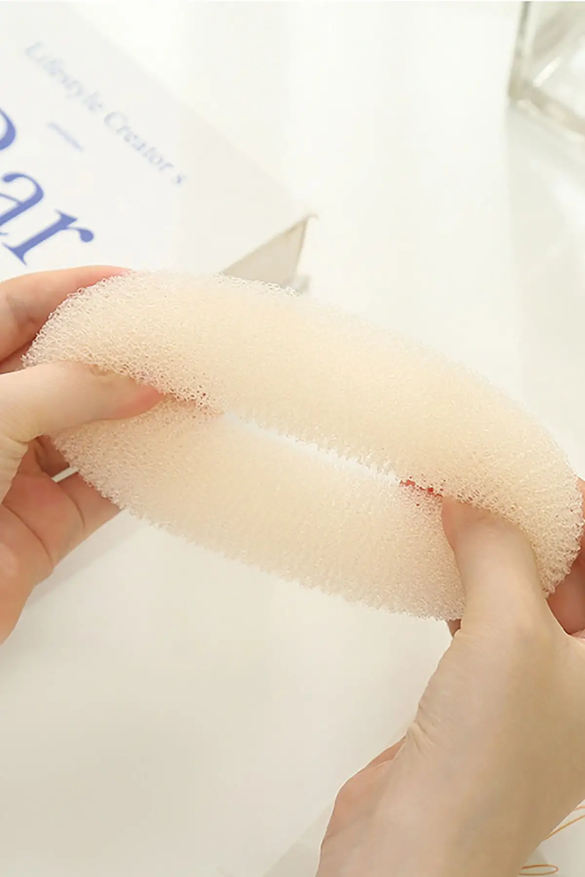 Krem Renk Sünger Topuz Tokası