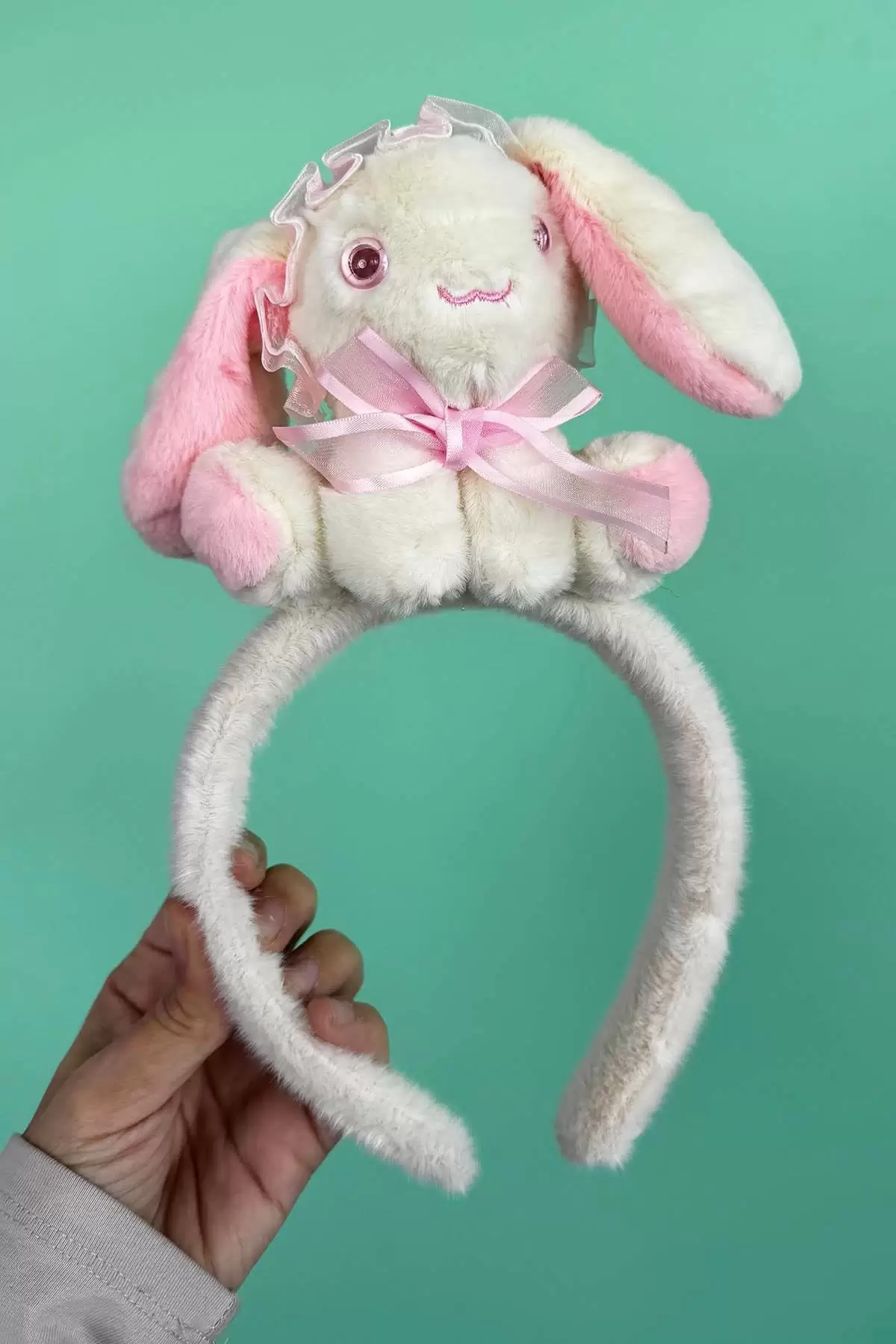 Krem Renk Tavşan Figürlü Peluş Taç