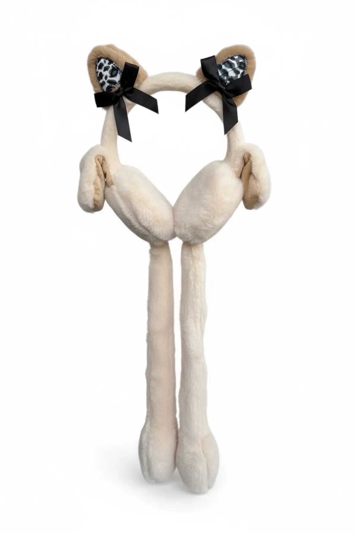 Krem Ve Kahve Renk Kulak Detaylı Peluş Kulaklık