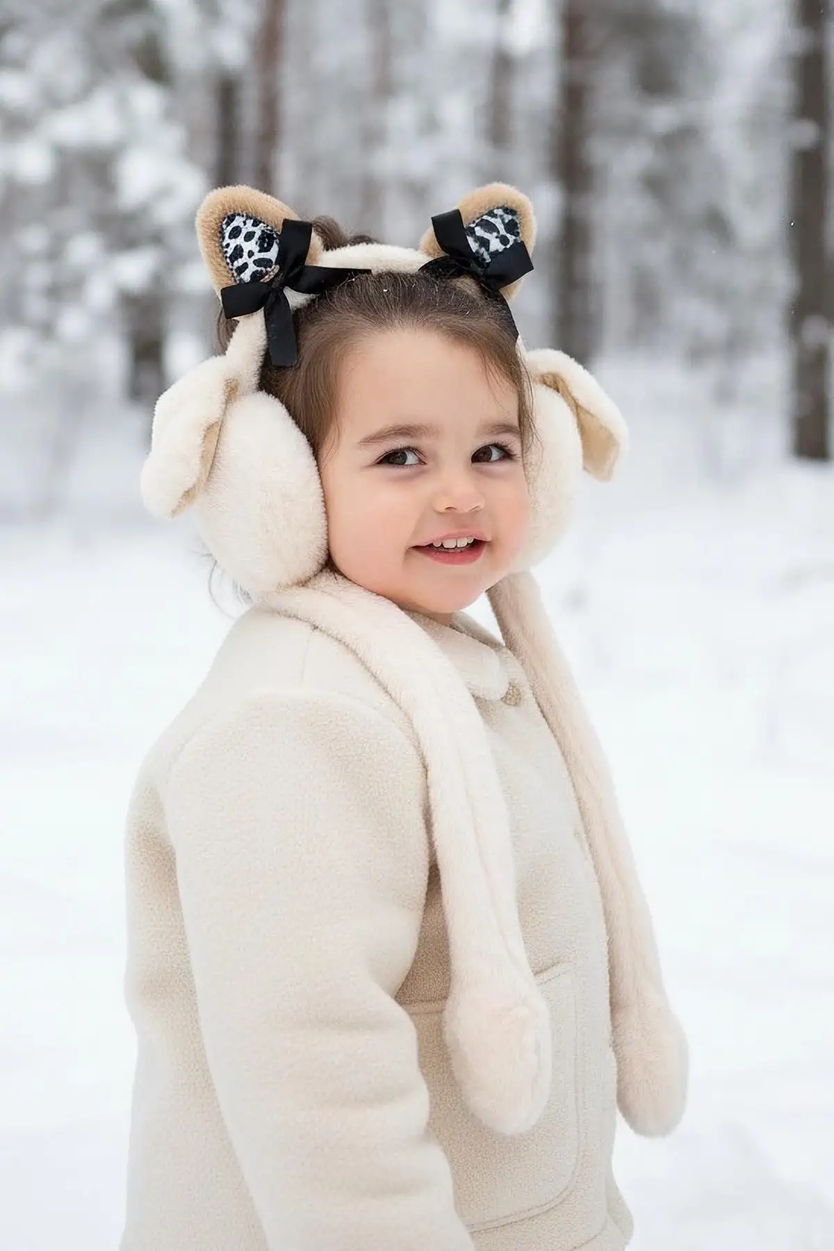 Krem Ve Kahve Renk Kulak Detaylı Peluş Kulaklık