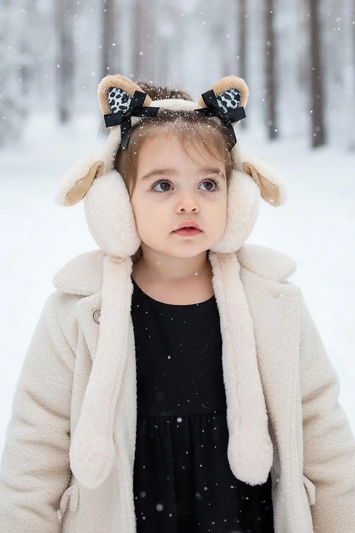 Krem Ve Kahve Renk Kulak Detaylı Peluş Kulaklık