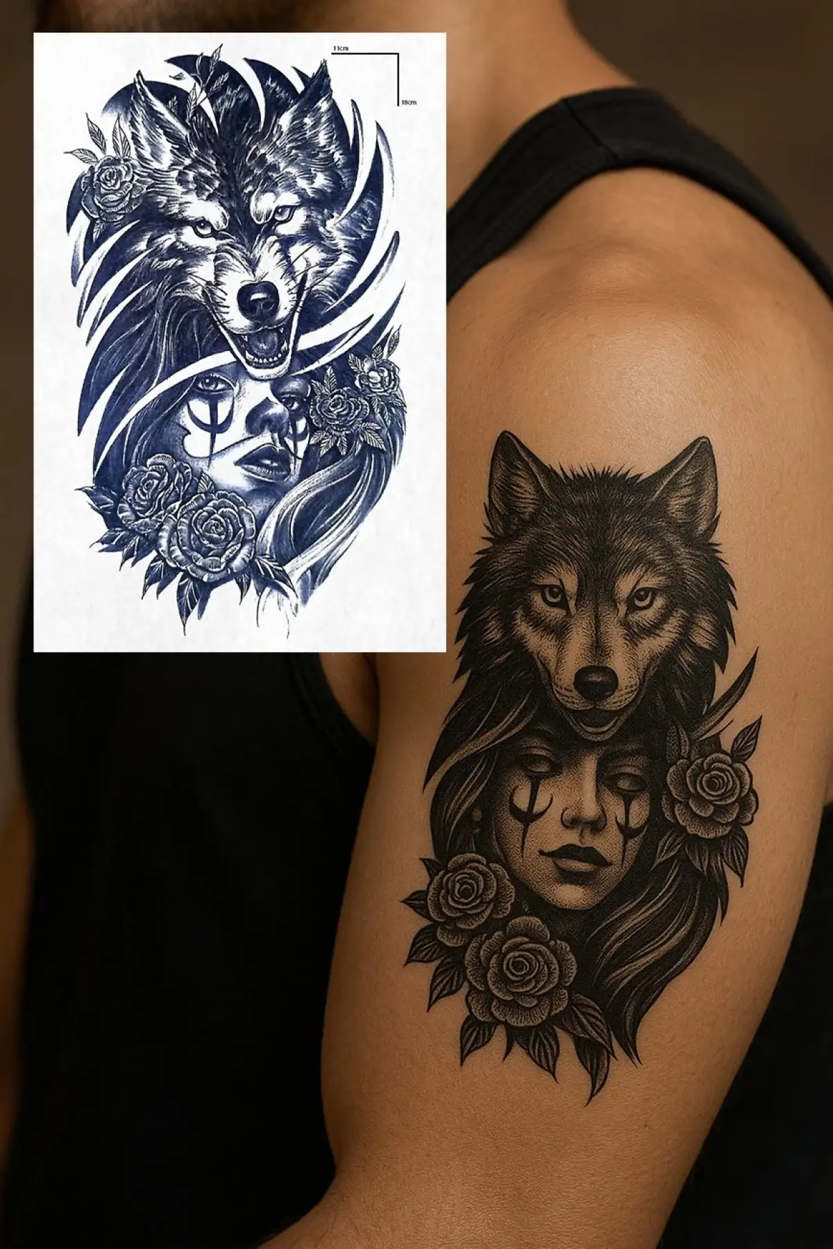 Kurt Figürlü 12 Saat Sonra Kararan Geçici Dövme Tattoo