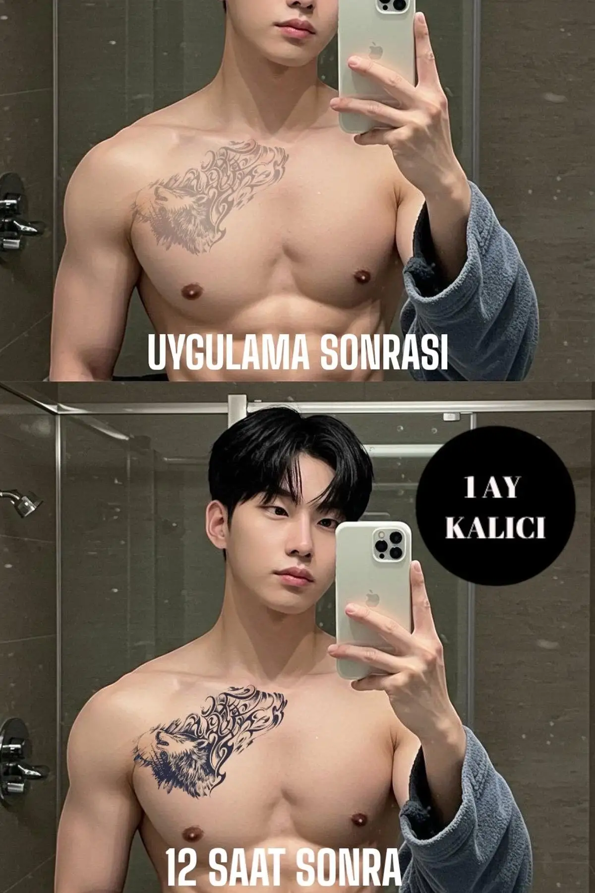 Kurt Figürlü 12 Saat Sonra Kararan Geçici Dövme Tattoo
